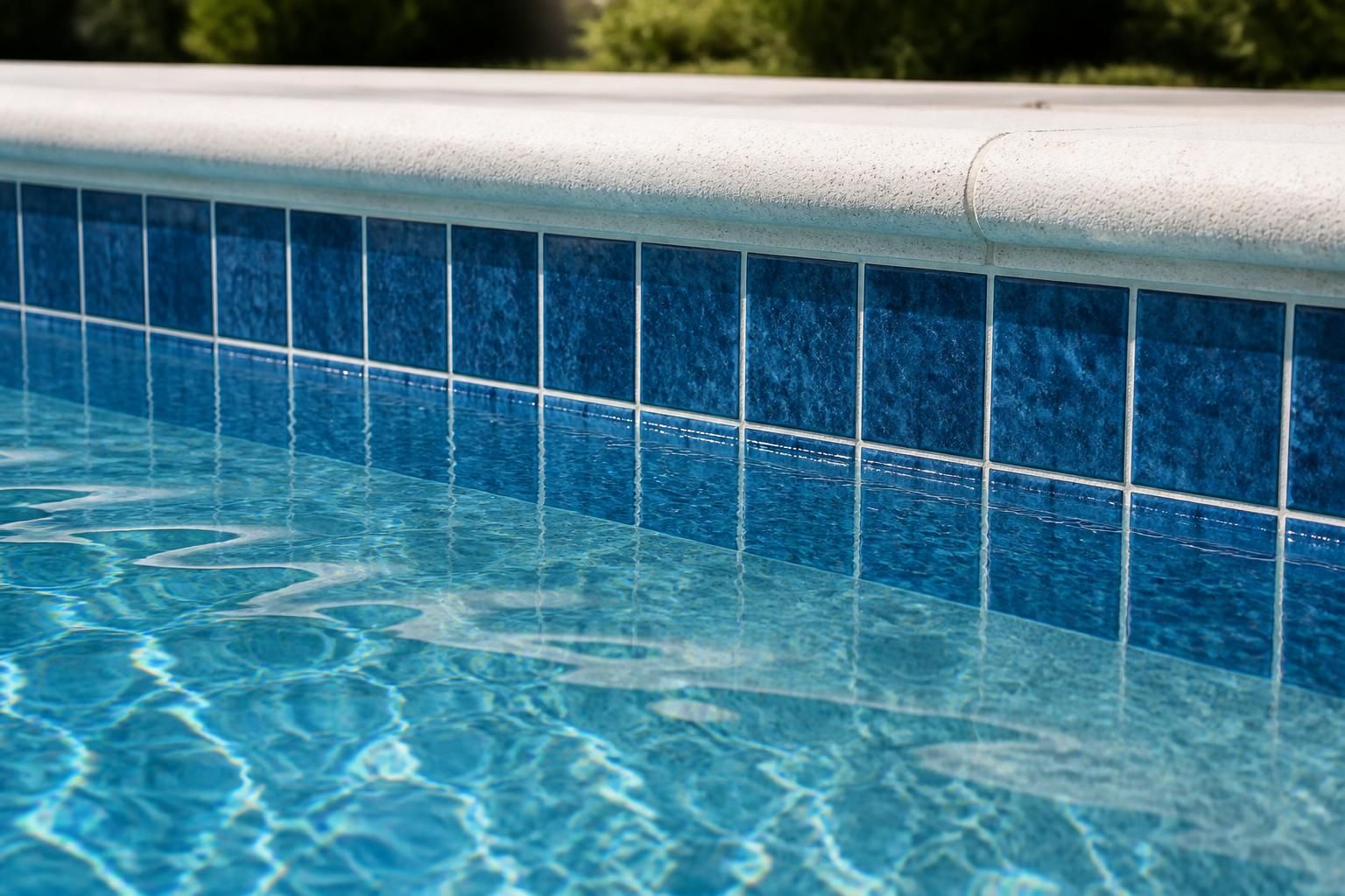Sparkling clean pool water and waterline tile after service.
